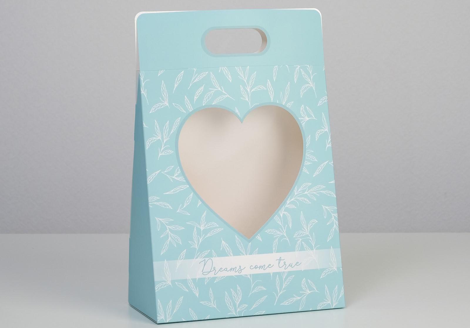 Переноска для цветов «Love», голубая, 24 × 12,5 × 37 см