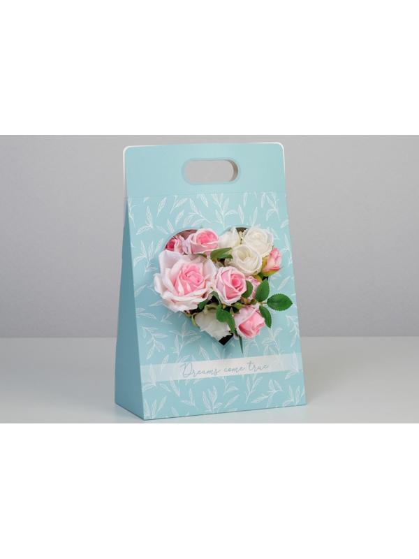 Переноска для цветов «Love», голубая, 24 × 12,5 × 37 см