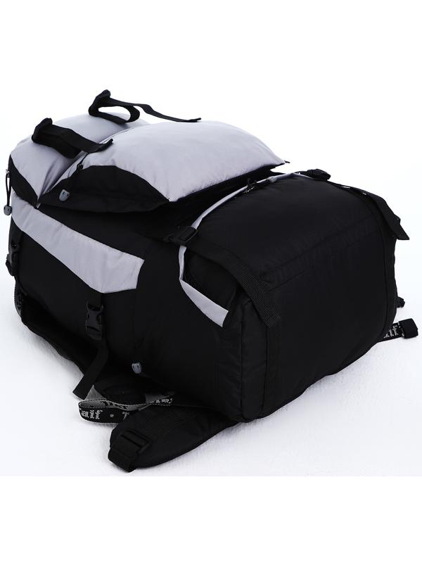 Рюкзак туристический, 65 л, отдел на молнии, 3 наружных кармана, цвет чёрный/зелёный/серый