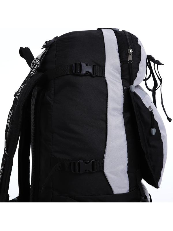 Рюкзак туристический, 65 л, отдел на молнии, 3 наружных кармана, цвет чёрный/зелёный/серый