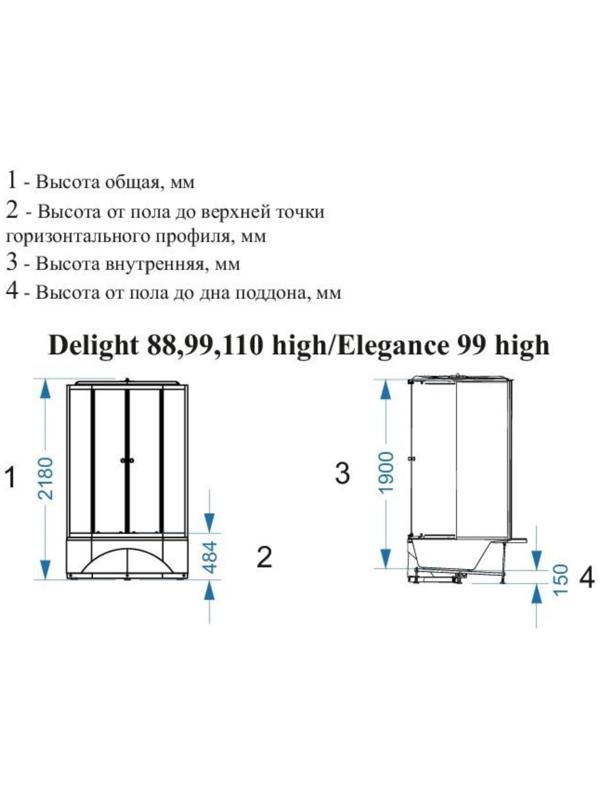 Душевая кабина DOMANI-Spa Delight 99, поддон 45 см, черные стенки, прозрачное стекло, 90х90