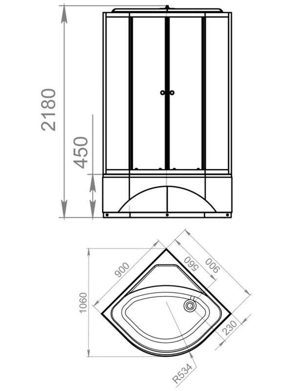 Душевая кабина DOMANI-Spa Delight 99, поддон 45 см, черные стенки, прозрачное стекло, 90х90