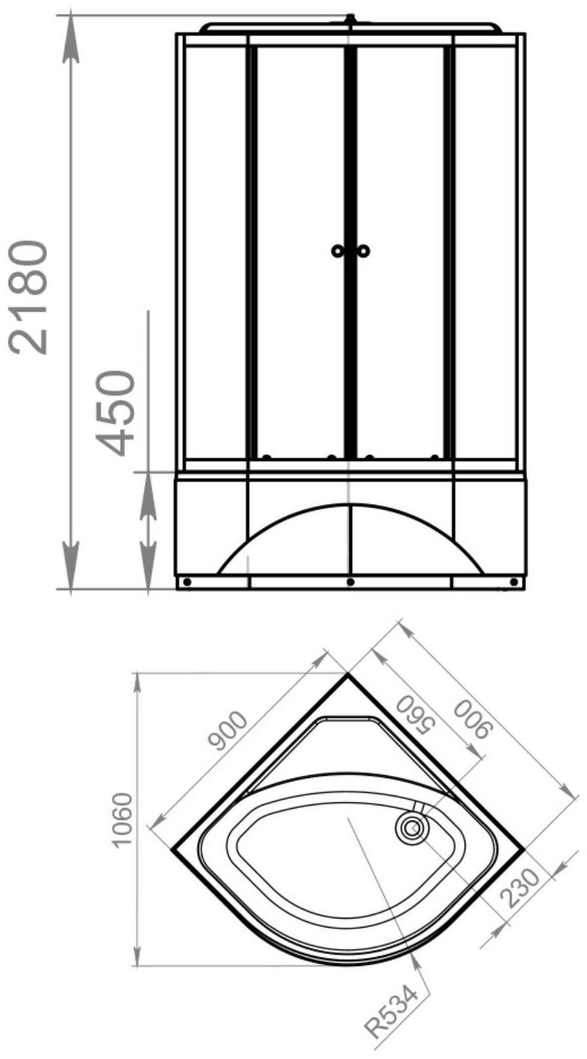 Душевая кабина DOMANI-Spa Delight 99, поддон 45см, черные стенки, тонированное стекло, 90х90