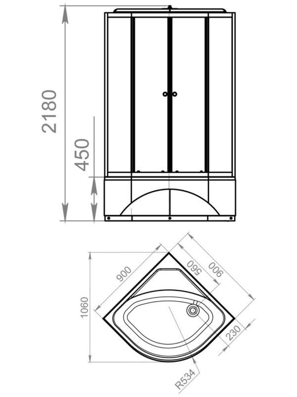 Душевая кабина DOMANI-Spa Delight 99, поддон 45см, черные стенки, тонированное стекло, 90х90