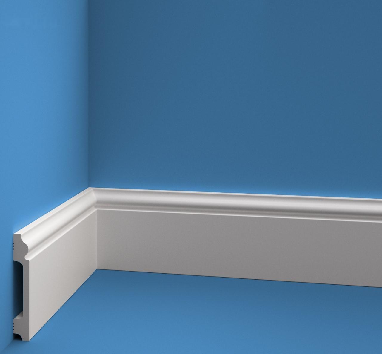 Плинтус пластиковый ударопрочный белый 100х16х2000мм