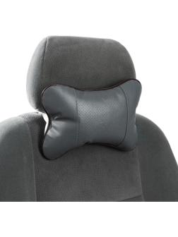 Подушка автомобильная косточка, на подголовник, экокожа, 18×25 см, серый