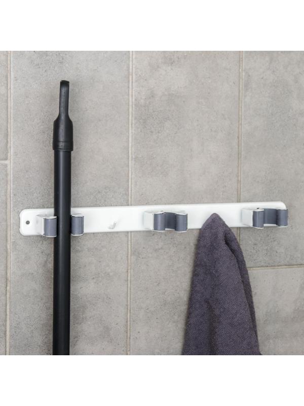 Держатель для швабр Доляна, 35×5×3 см, 3 отделения, крепление саморезы в копмлекте