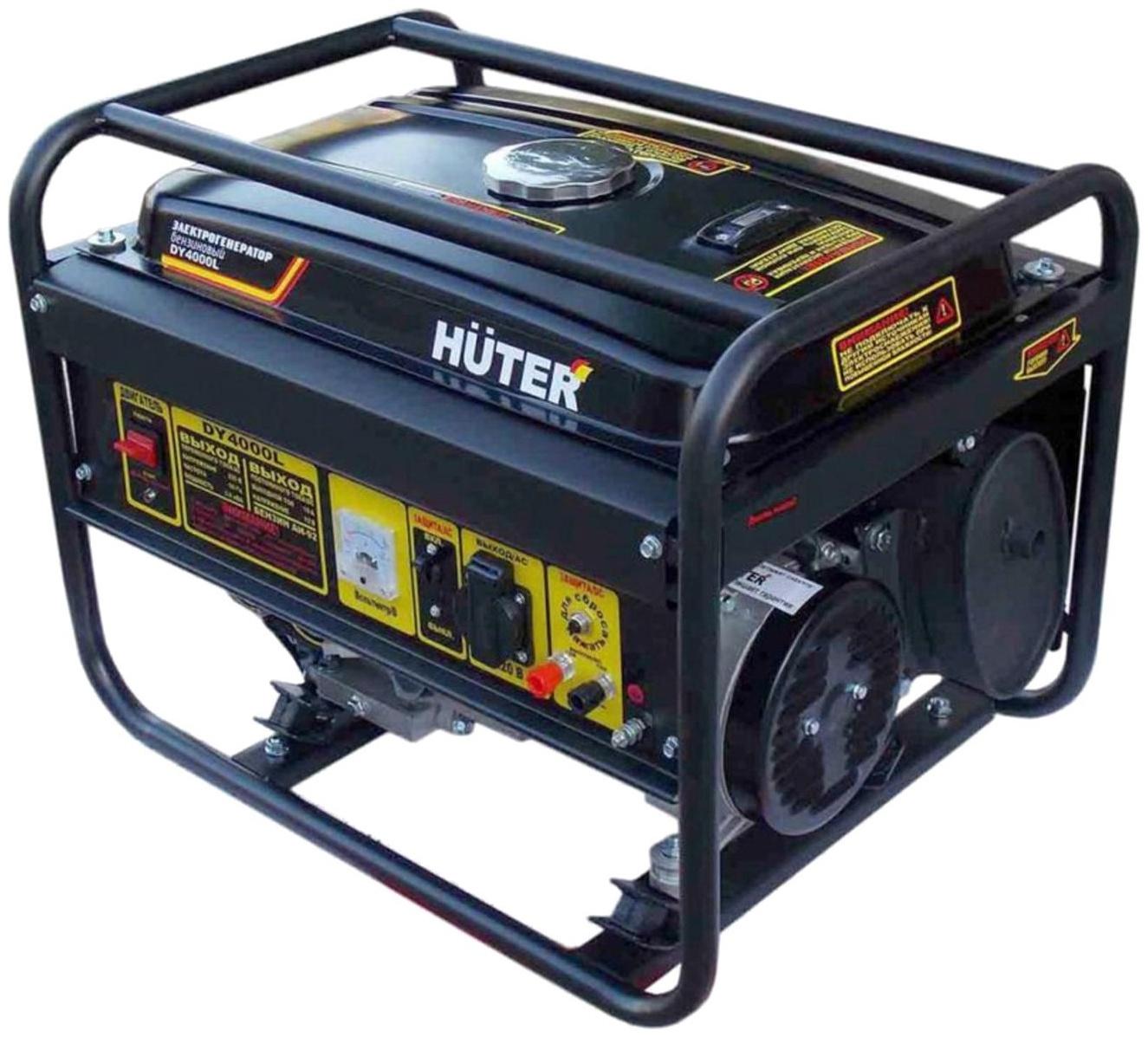 Генератор бензиновый Huter DY4000L, 4Т, 7 л.с., 3.2 кВт, выходы 220 В, 15 л