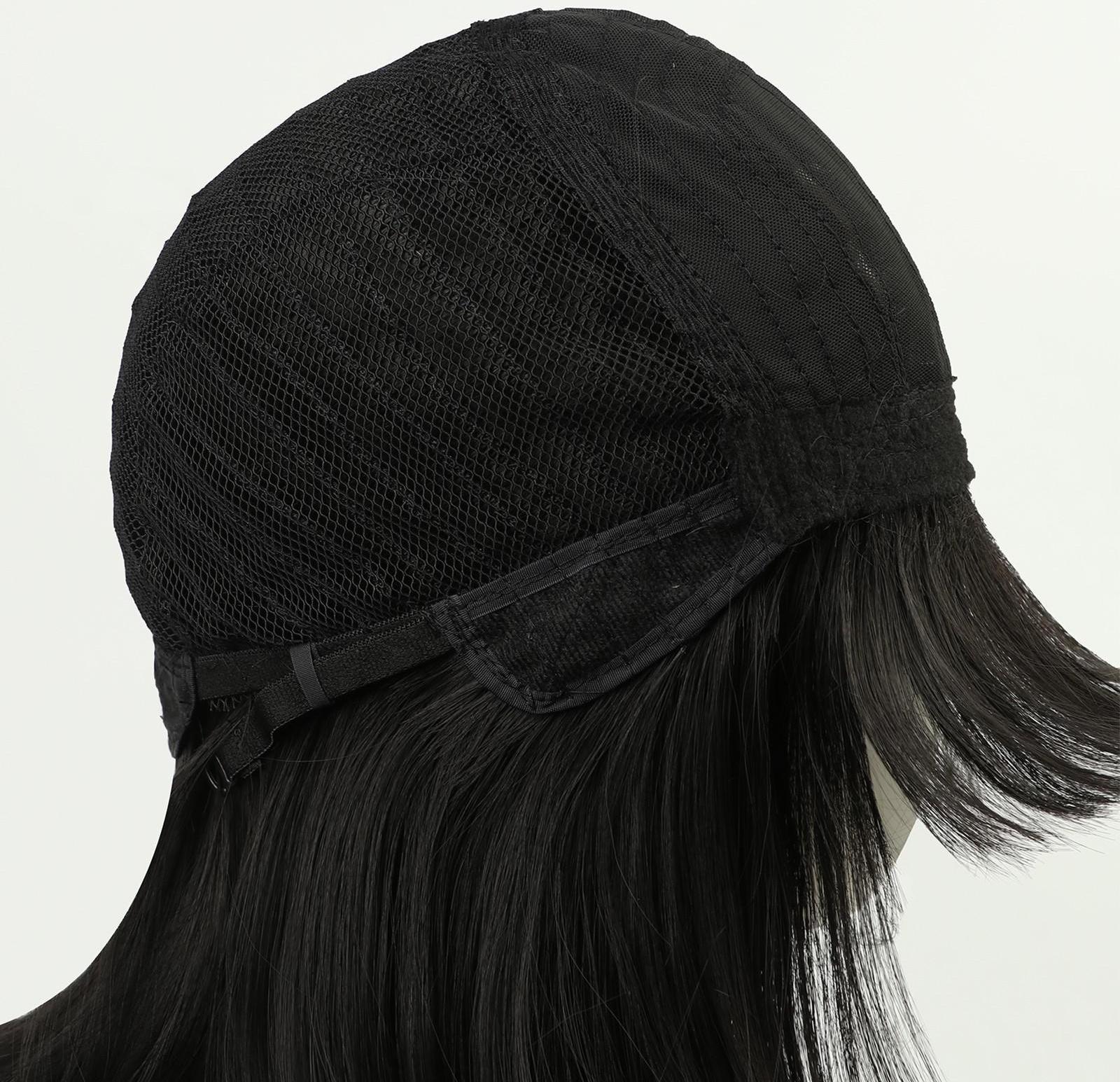 Парик искусственный, с чёлкой, имитация кожи, 30 см, 160 гр, цвет чёрный(#SHT3)