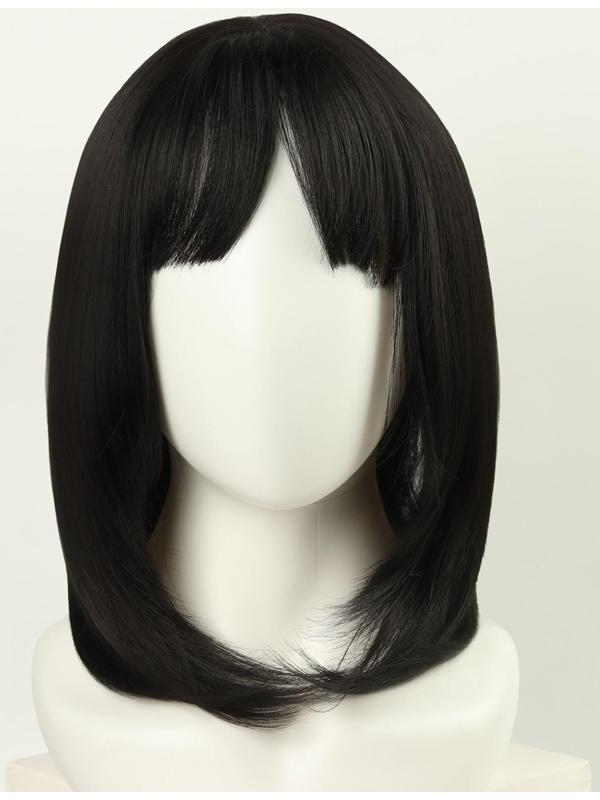 Парик искусственный, с чёлкой, имитация кожи, 30 см, 160 гр, цвет чёрный(#SHT3)