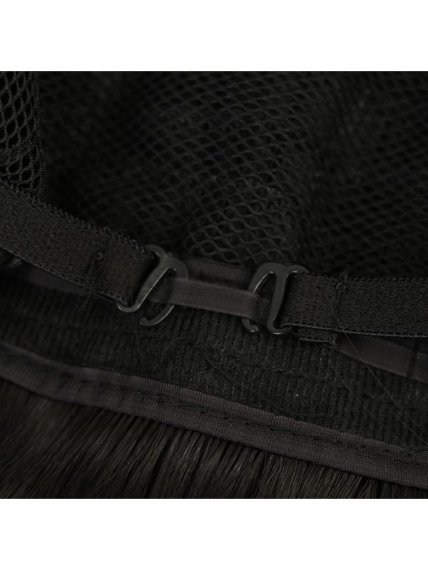 Парик искусственный, с чёлкой, имитация кожи, 30 см, 160 гр, цвет чёрный(#SHT3)