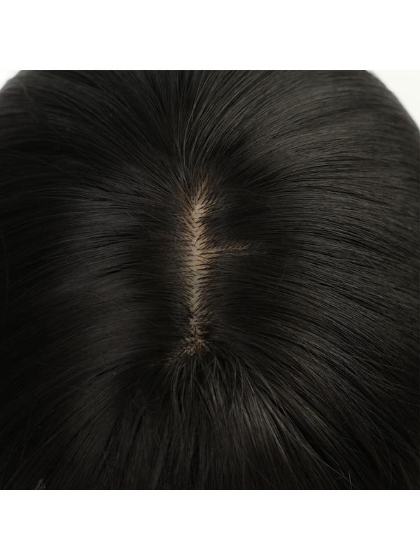 Парик искусственный, с чёлкой, имитация кожи, 30 см, 160 гр, цвет чёрный(#SHT3)