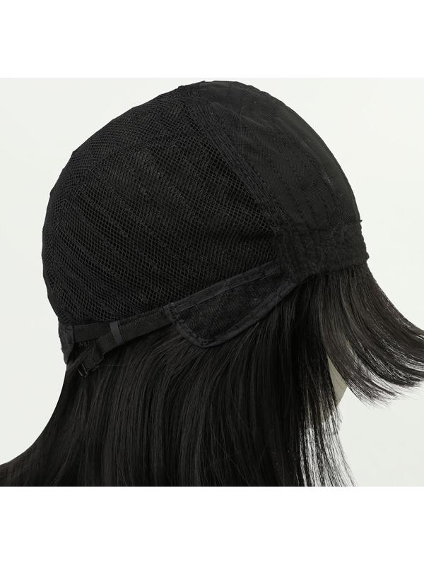 Парик искусственный, с чёлкой, имитация кожи, 30 см, 160 гр, цвет чёрный(#SHT3)