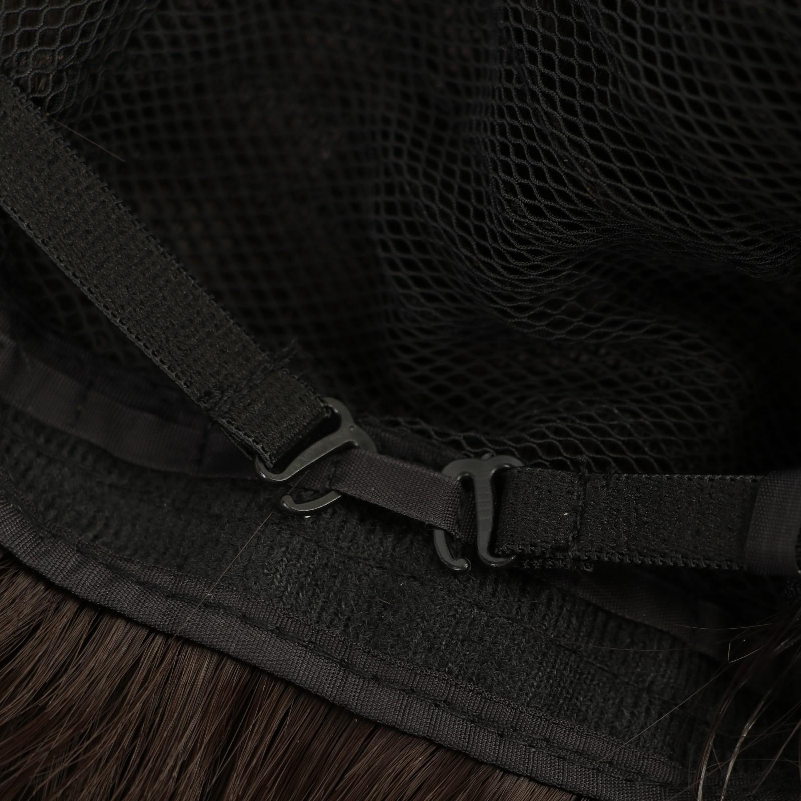 Парик искусственный, с чёлкой, имитация кожи, 30 см, цвет каштановый