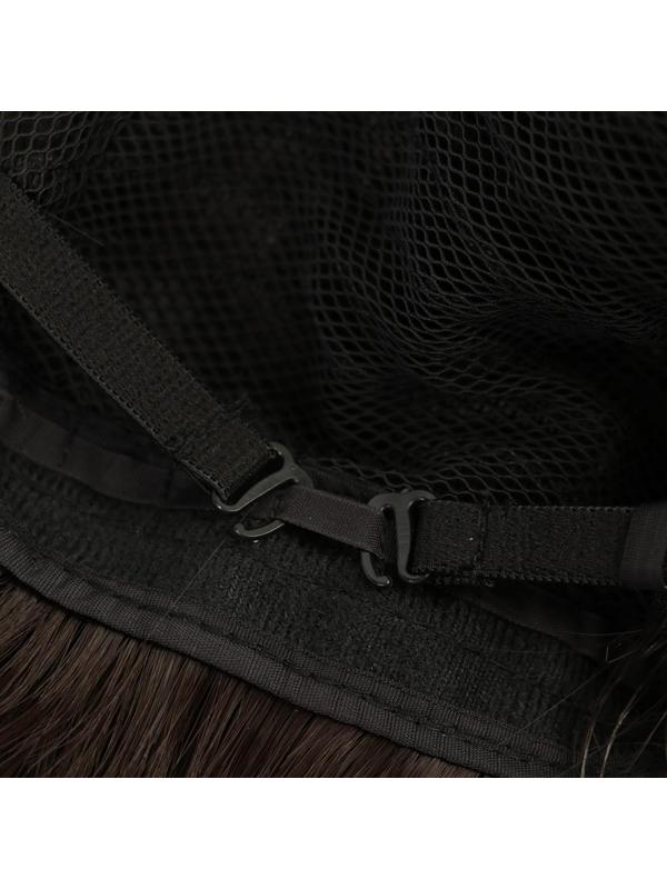 Парик искусственный, с чёлкой, имитация кожи, 30 см, цвет каштановый