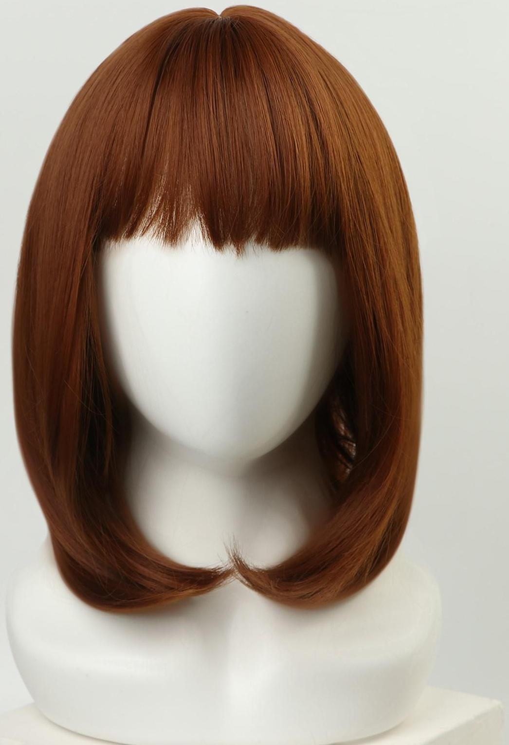 Парик искусственный, с чёлкой, имитация кожи, 30 см, цвет рыжий