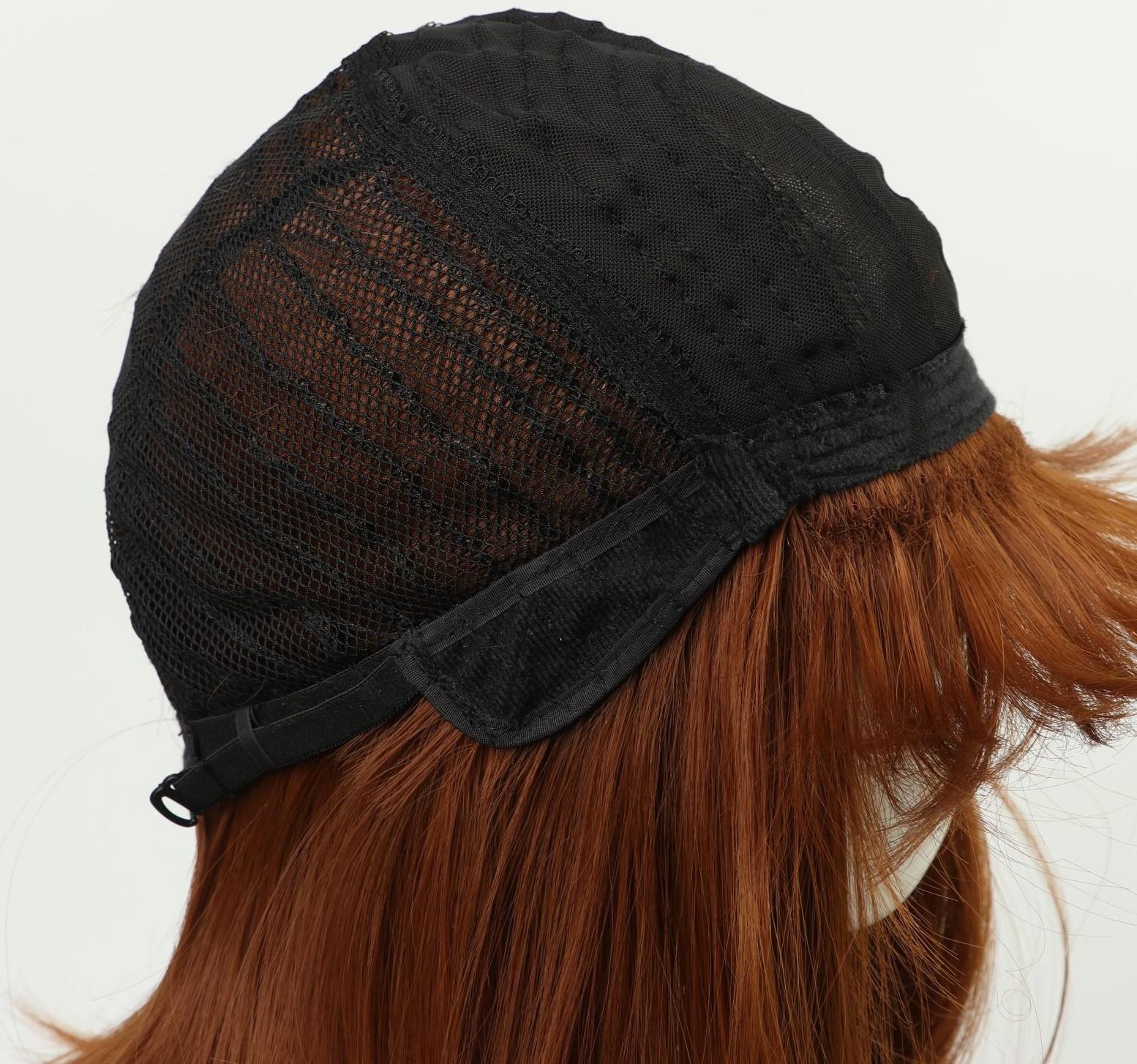 Парик искусственный, с чёлкой, имитация кожи, 30 см, цвет рыжий