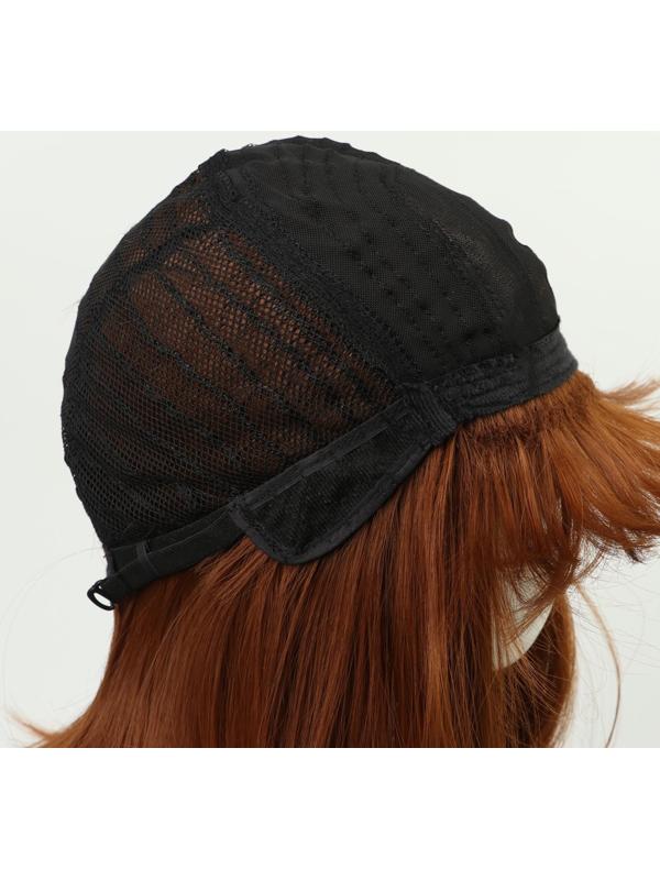 Парик искусственный, с чёлкой, имитация кожи, 30 см, цвет рыжий