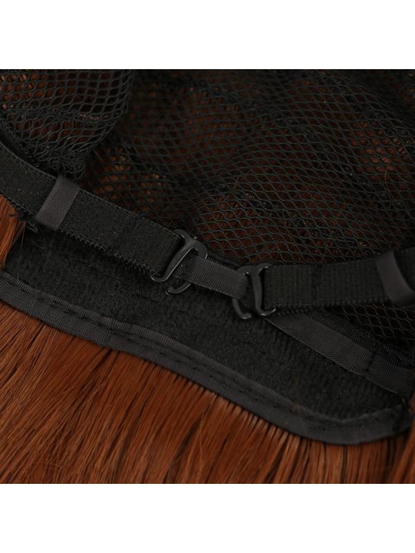 Парик искусственный, с чёлкой, имитация кожи, 30 см, цвет рыжий