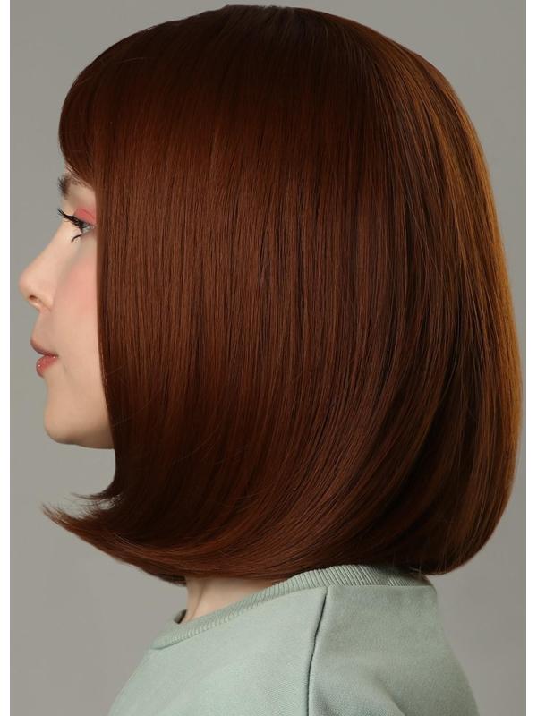 Парик искусственный, с чёлкой, имитация кожи, 30 см, цвет рыжий