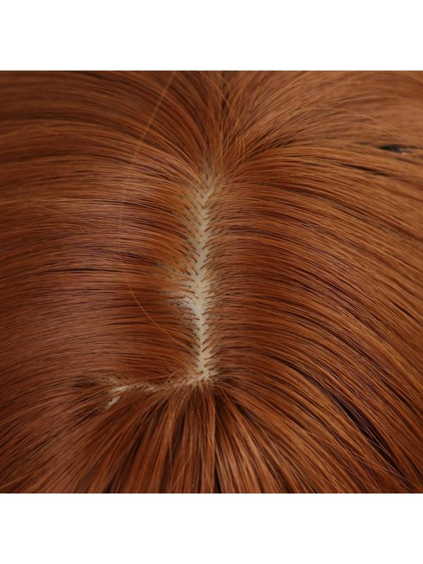 Парик искусственный, с чёлкой, имитация кожи, 30 см, цвет рыжий