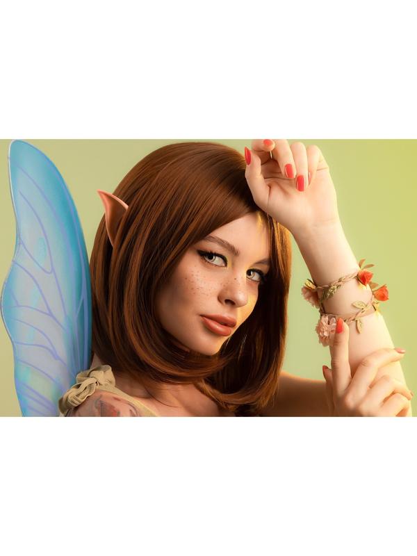 Парик искусственный, с чёлкой, имитация кожи, 30 см, цвет русый