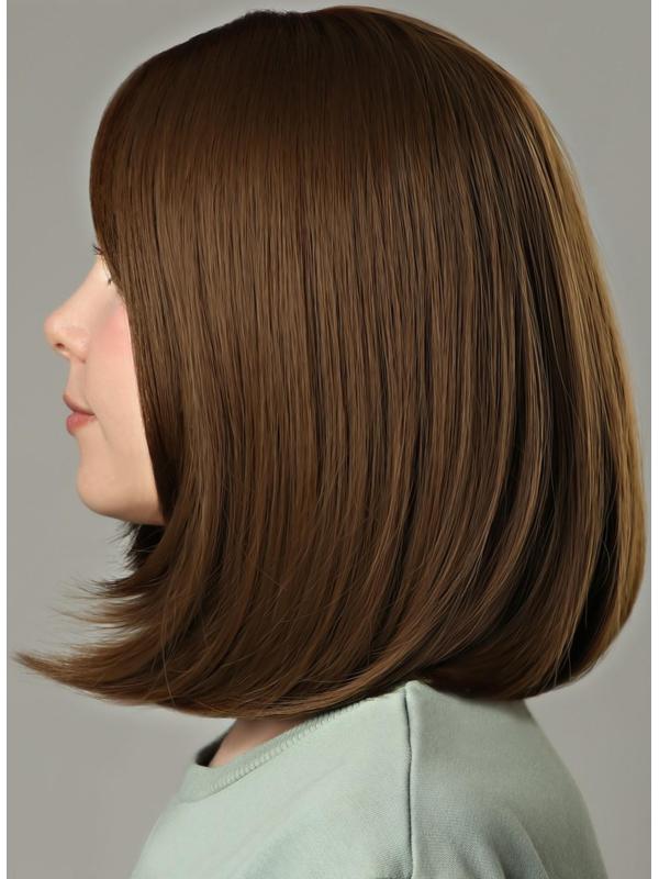 Парик искусственный, с чёлкой, имитация кожи, 30 см, цвет русый