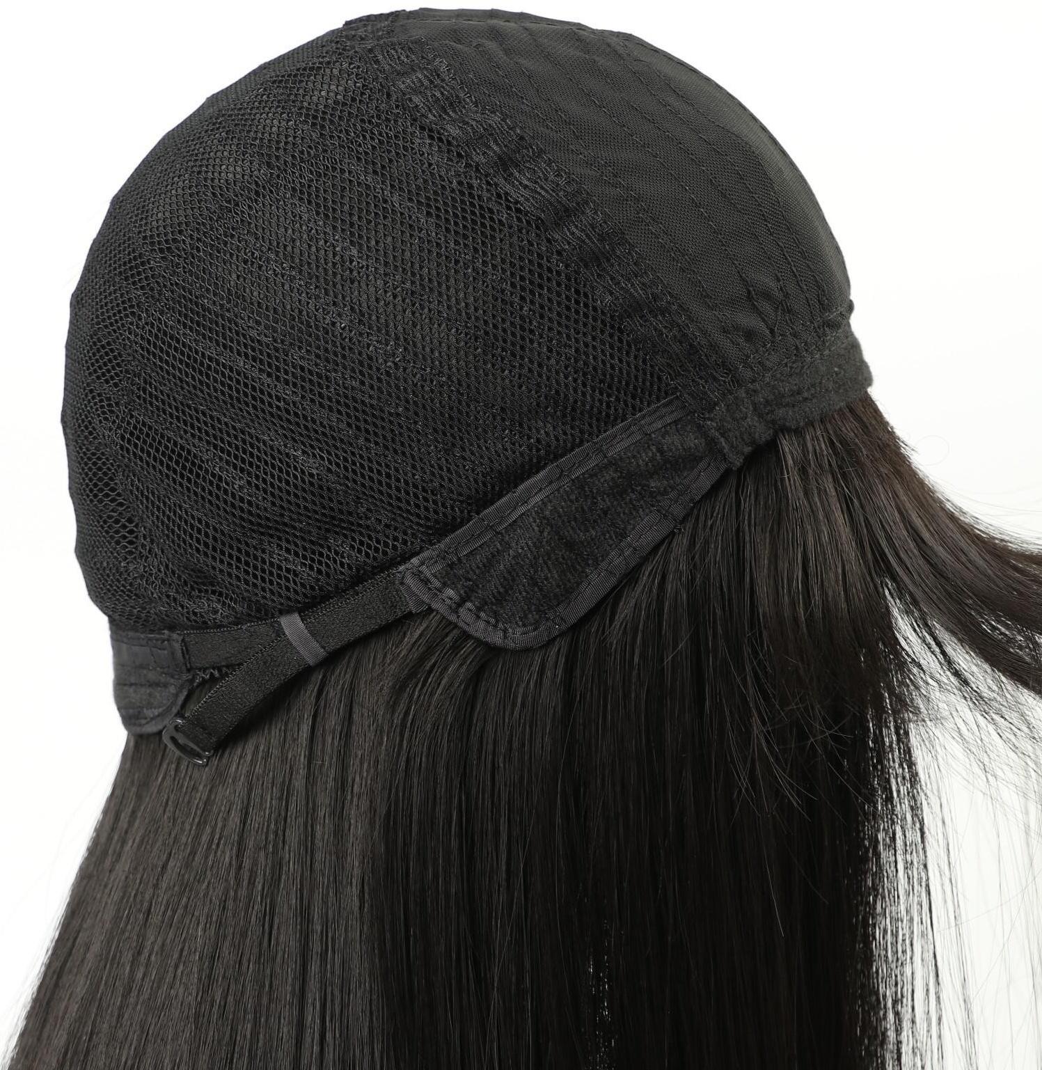 Парик искусственный, с чёлкой, имитация кожи, 60 см, цвет чёрный