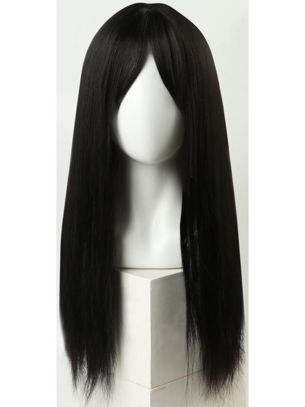 Парик искусственный, с чёлкой, имитация кожи, 60 см, цвет чёрный