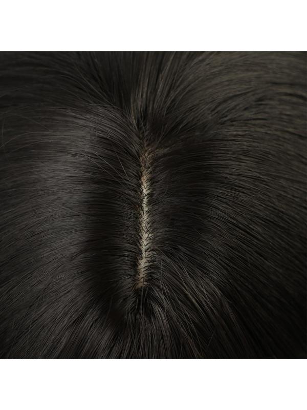 Парик искусственный, с чёлкой, имитация кожи, 60 см, цвет чёрный