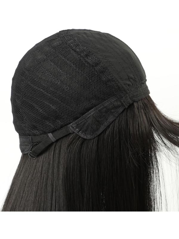 Парик искусственный, с чёлкой, имитация кожи, 60 см, цвет чёрный