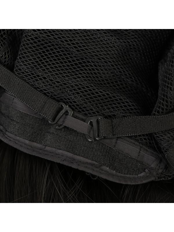 Парик искусственный, с чёлкой, имитация кожи, 60 см, цвет чёрный