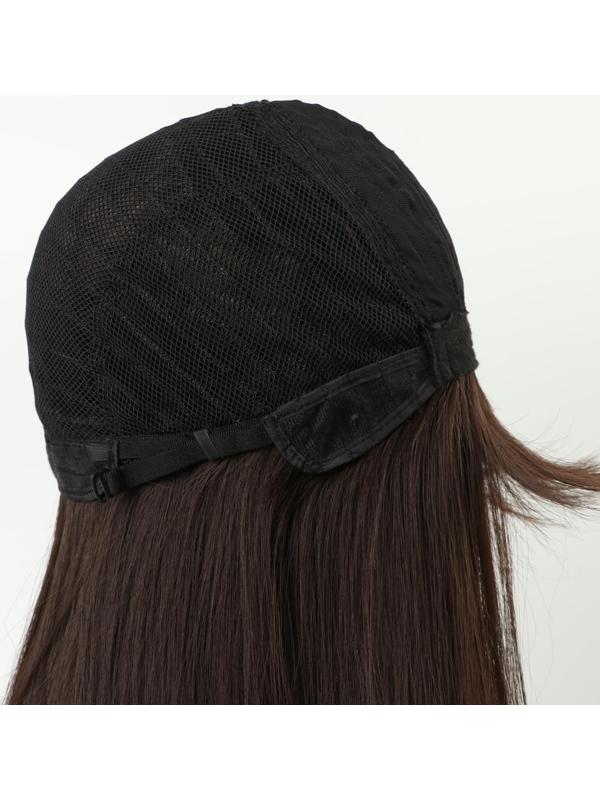 Парик искусственный, с чёлкой, имитация кожи, 60 см, цвет каштановый