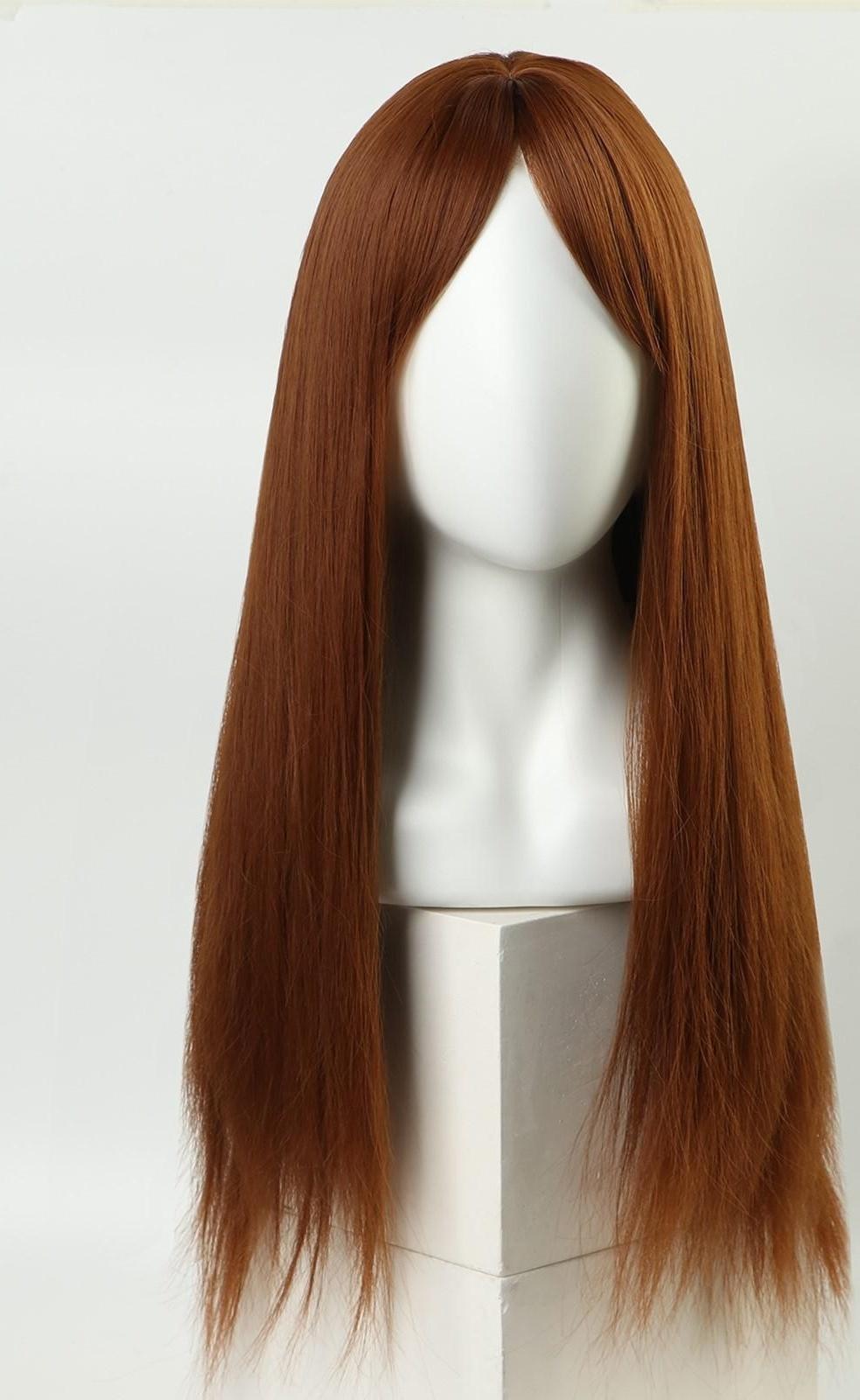 Парик искусственный, с чёлкой, имитация кожи, 60 см, цвет рыжий