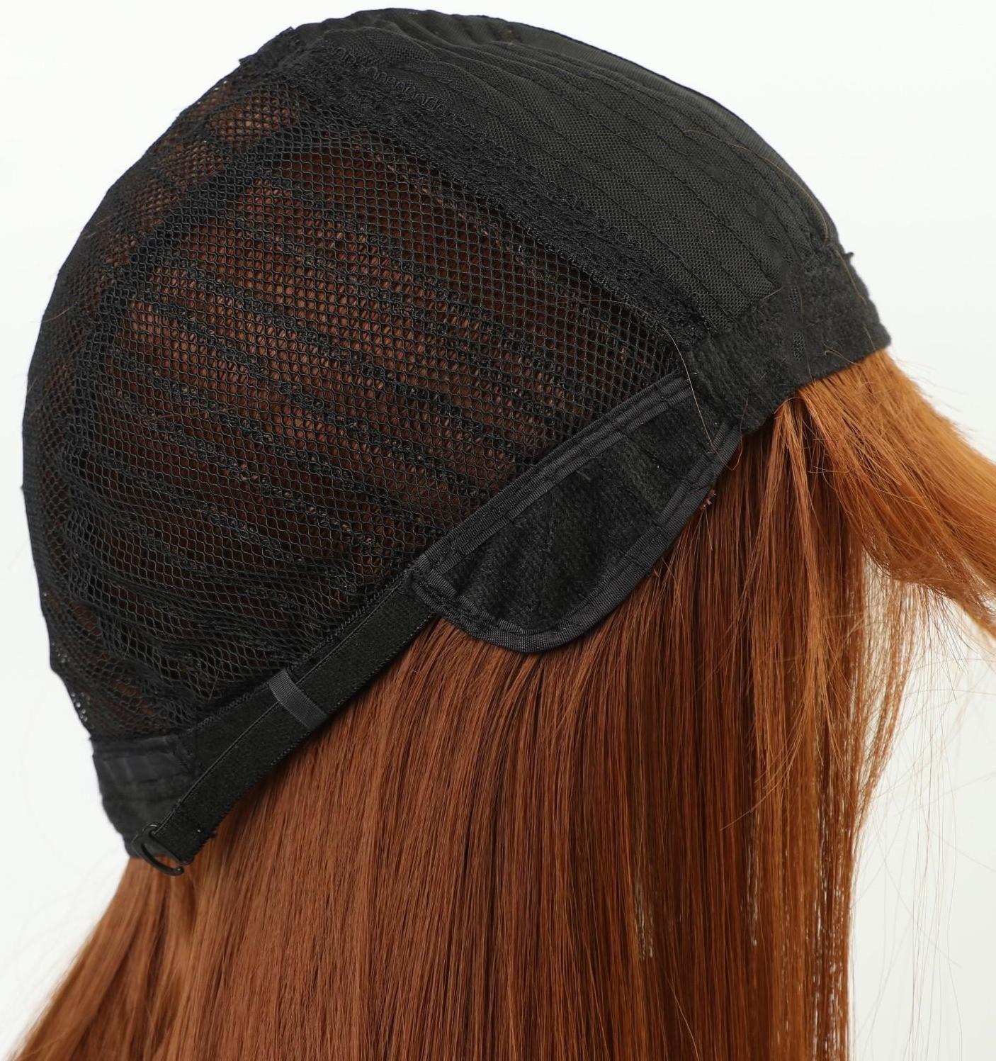 Парик искусственный, с чёлкой, имитация кожи, 60 см, цвет рыжий