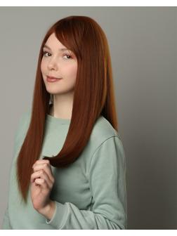 Парик искусственный, с чёлкой, имитация кожи, 60 см, цвет рыжий
