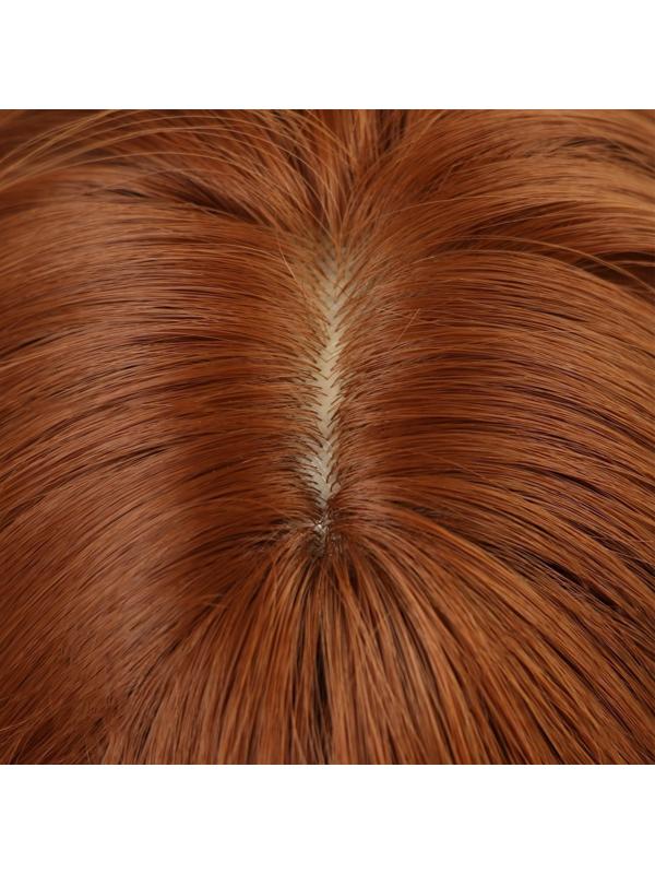 Парик искусственный, с чёлкой, имитация кожи, 60 см, цвет рыжий