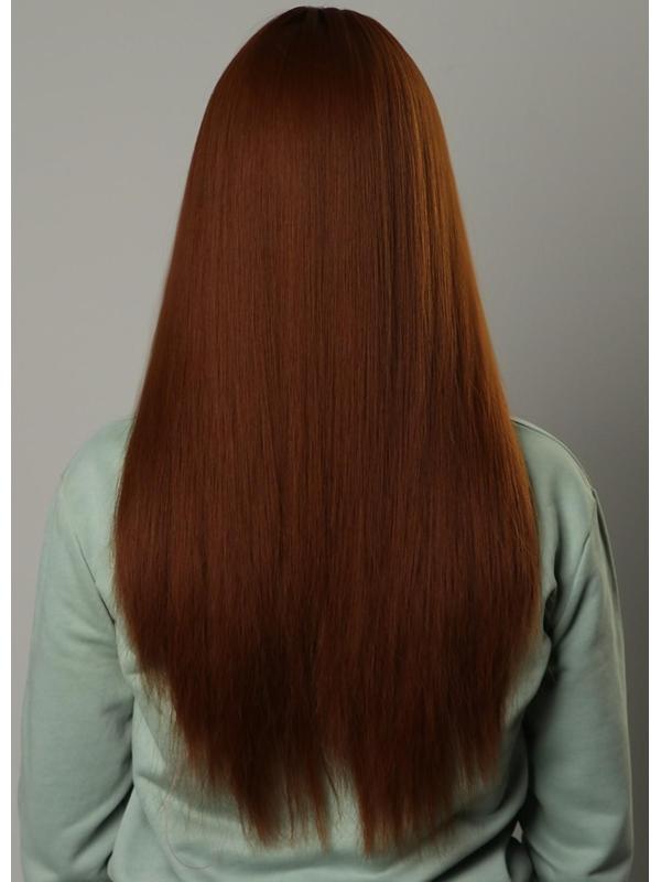 Парик искусственный, с чёлкой, имитация кожи, 60 см, цвет рыжий