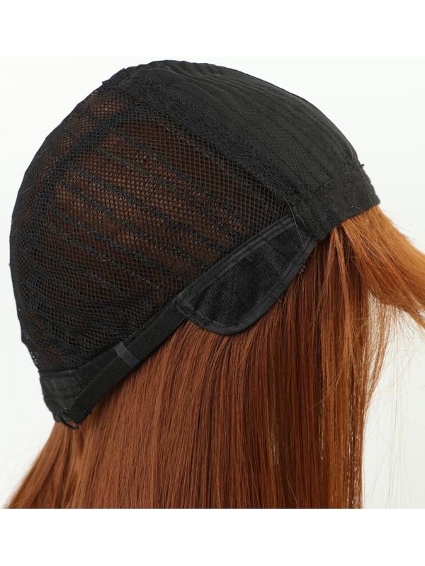 Парик искусственный, с чёлкой, имитация кожи, 60 см, цвет рыжий