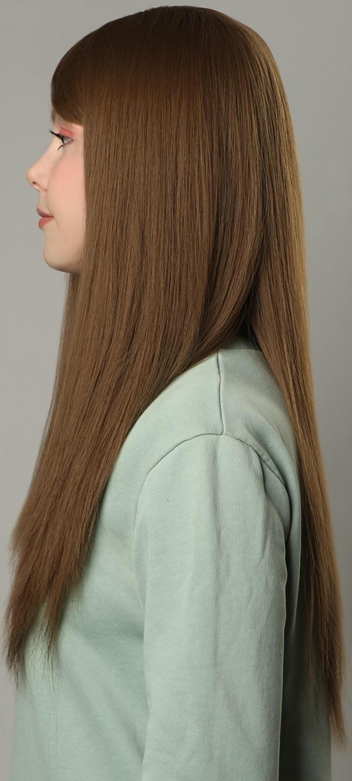 Парик искусственный, с чёлкой, имитация кожи, 60 см, 240 гр, цвет русый(#SHT8А)