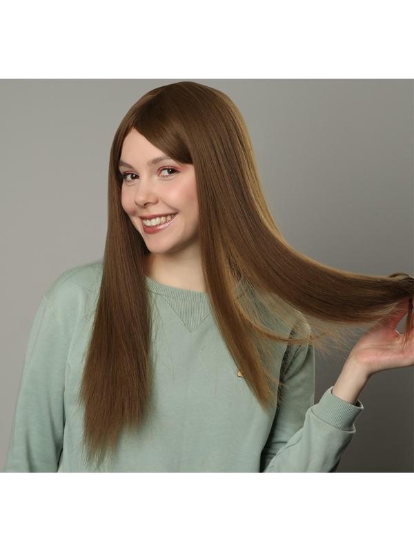 Парик искусственный, с чёлкой, имитация кожи, 60 см, 240 гр, цвет русый(#SHT8А)