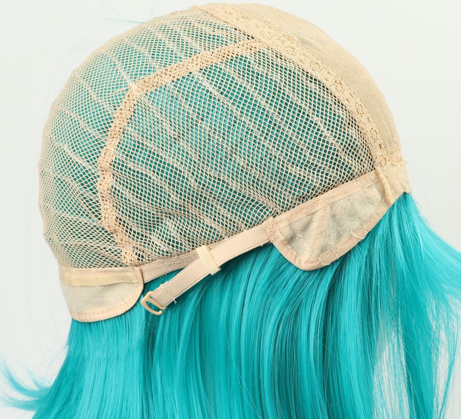 Парик искусственный, с чёлкой, имитация кожи, 30 см, цвет бирюзовый(#SHT127)