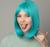 Парик искусственный, с чёлкой, имитация кожи, 30 см, цвет бирюзовый(#SHT127)