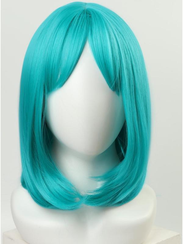 Парик искусственный, с чёлкой, имитация кожи, 30 см, цвет бирюзовый(#SHT127)