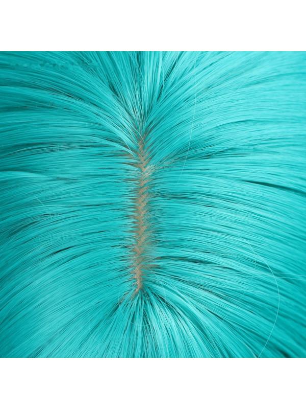 Парик искусственный, с чёлкой, имитация кожи, 30 см, цвет бирюзовый(#SHT127)