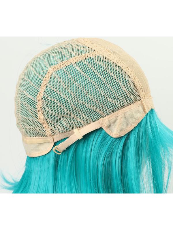 Парик искусственный, с чёлкой, имитация кожи, 30 см, цвет бирюзовый(#SHT127)