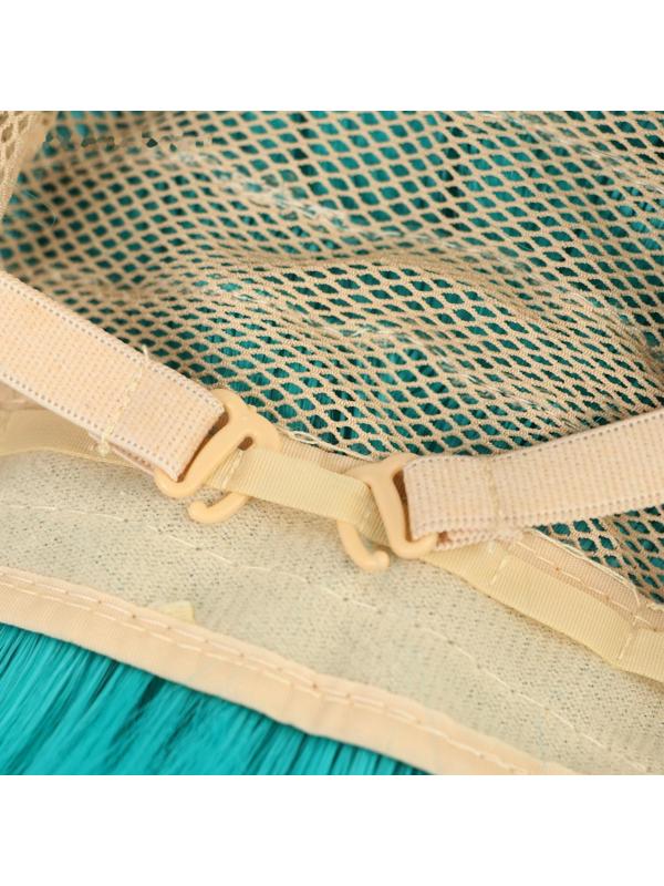 Парик искусственный, с чёлкой, имитация кожи, 30 см, цвет бирюзовый(#SHT127)