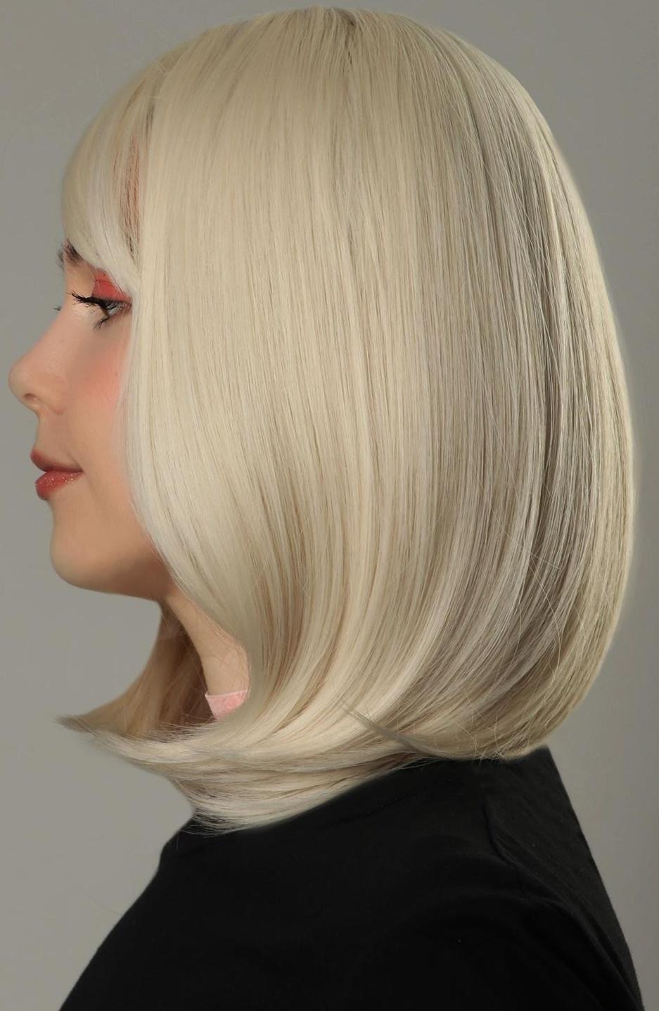 Парик искусственный, с чёлкой, имитация кожи, 30 см, цвет молочный