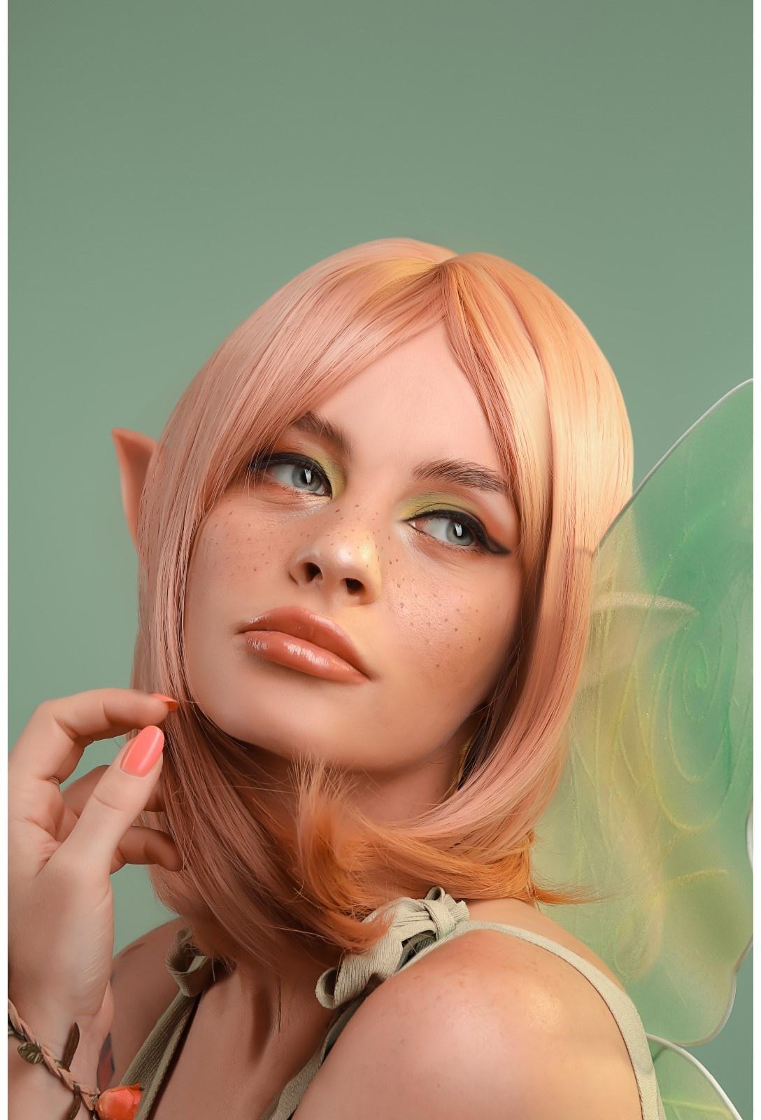 Парик искусственный, с чёлкой, имитация кожи, 30 см, цвет молочный