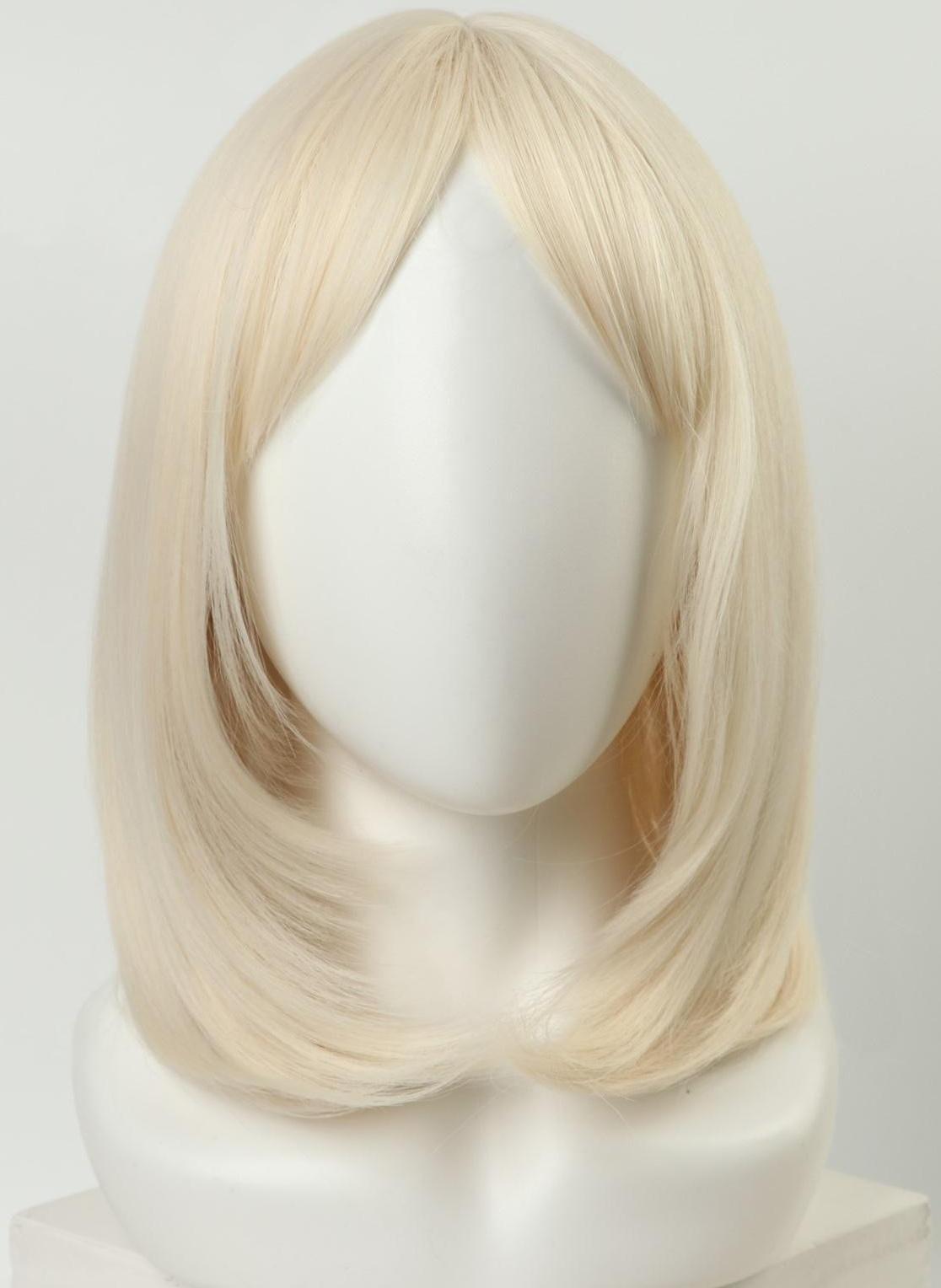 Парик искусственный, с чёлкой, имитация кожи, 30 см, цвет молочный